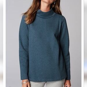 J. Jill Seamed Mock-neck Top in a Blue Heather Organic Cotton Women's Size M